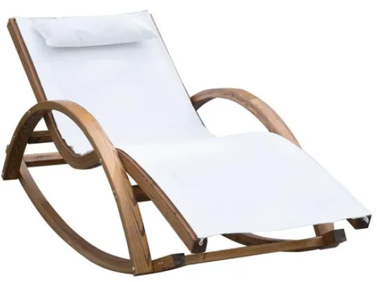 Homeville Lux solseng i lærketræ m. gyngefunktion 150x60x50cm